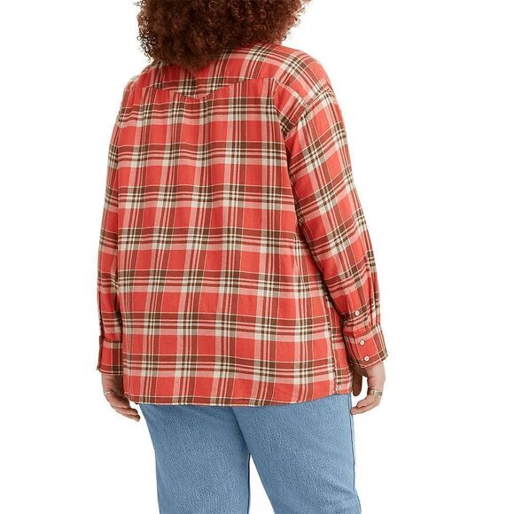 Levi's Women's Plus Size Dylan Relaxed Western Shirt - Burnt Sienna 2X - Picture 7 of 7